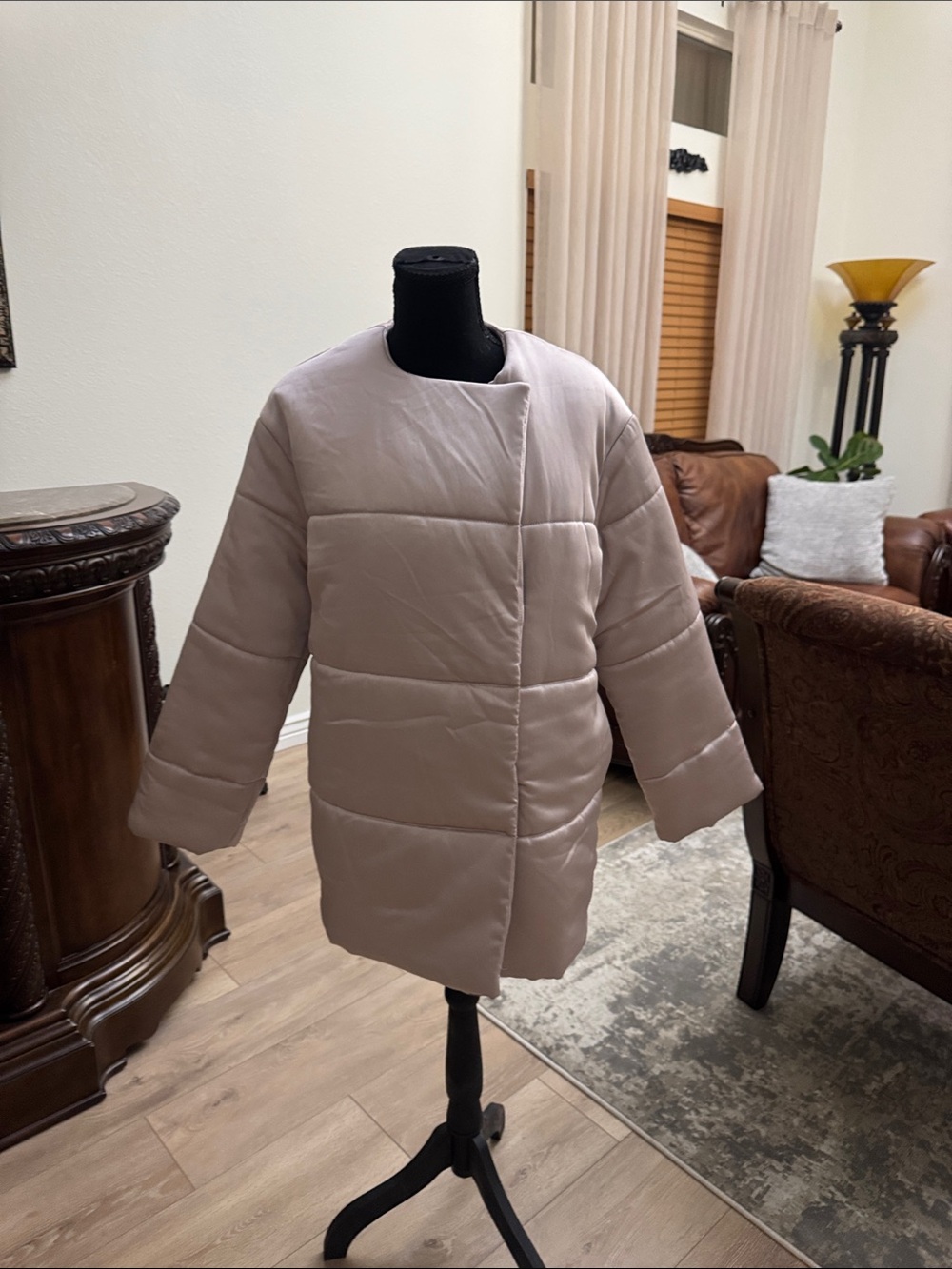 Topshop Light Beige Quilted Puffer Jacket